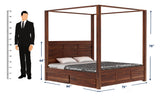 Woodwing Solid Sheesham Wood Poster Bed With Four Drawers (King Size, Natural Finish)